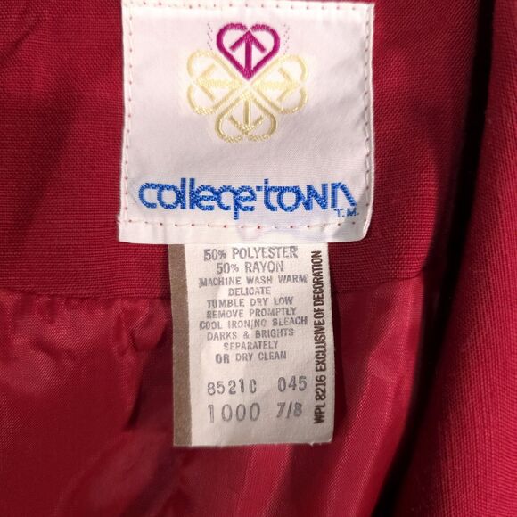 VTG Red Blazer Jacket SzSm Union Made USA Shoulder Pads Academic Office Career - Picture 12 of 14